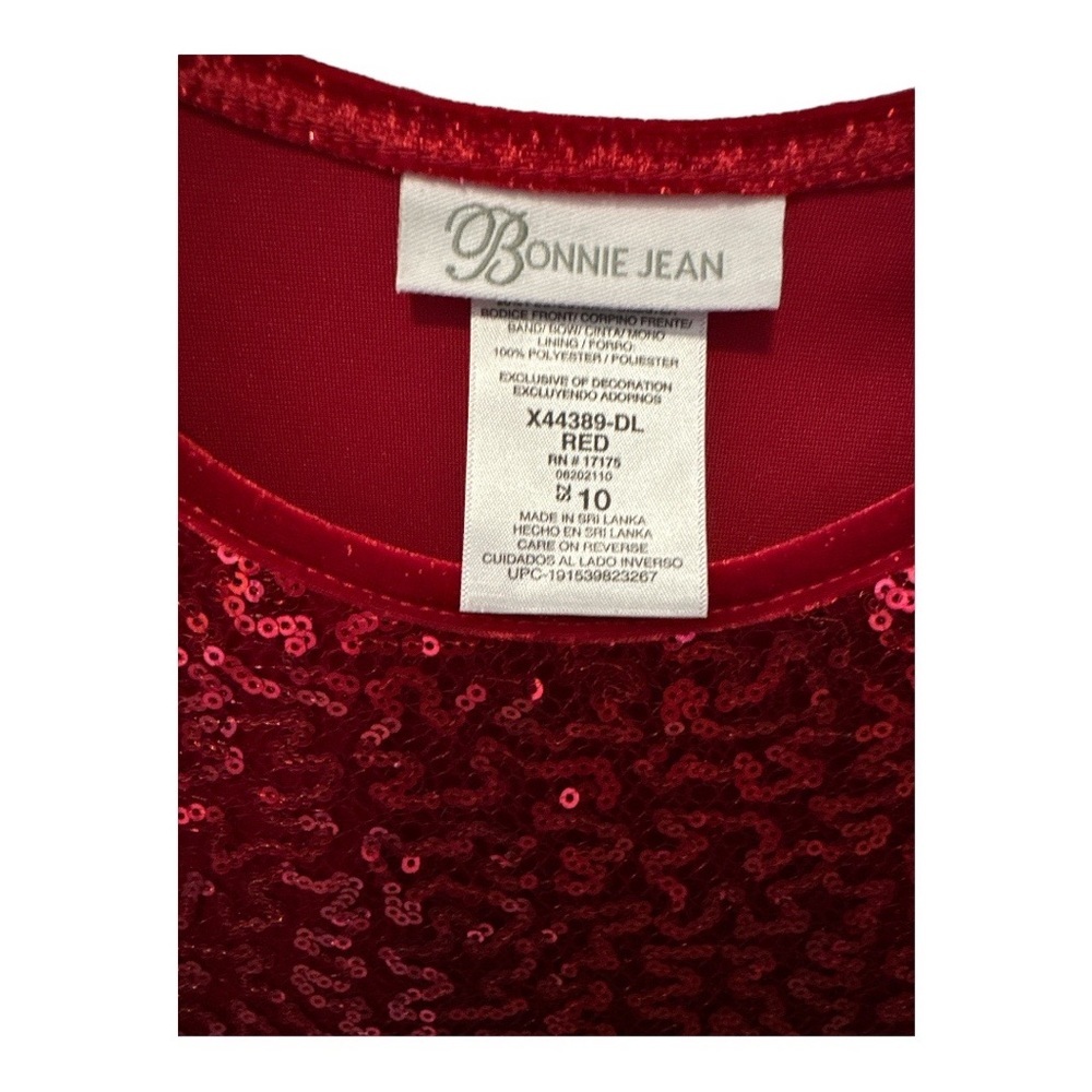 Bonnie Jean Sparkle Velvet Santa Dress, size 10 girls - Picture 6 of 7